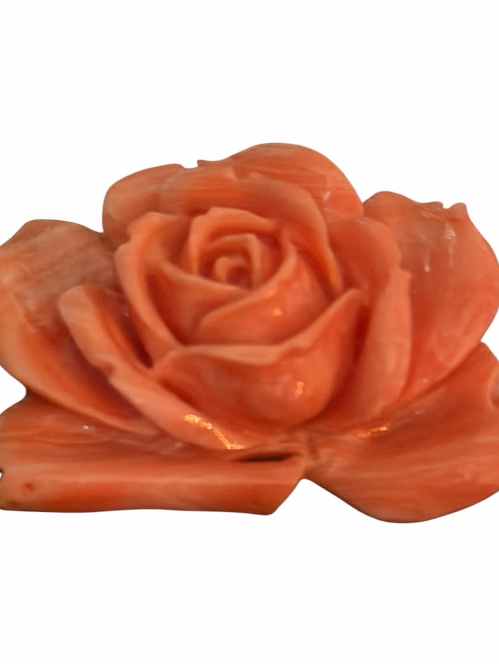 Vintage Coral Rose Brooch Carved Porcelain Look Floral Pin Romantic Cottage - Picture 2 of 7